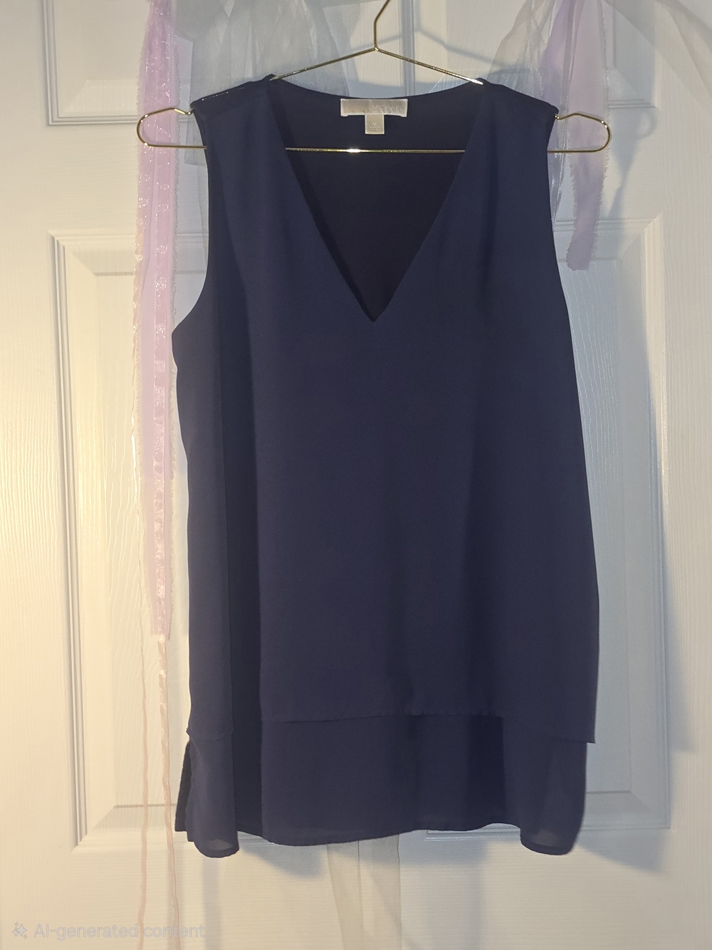 Michael Kors Navy V-Neck Sleeveless Layered Dress
